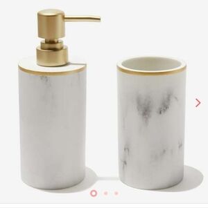 Sunday Citizen Resin Bath Set 11oz Soap Dispenser & 11oz Toothbrush Holder New